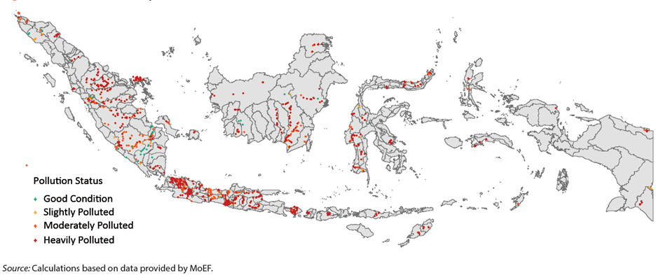 Fig.2. Surface water pollution status across Indonesia