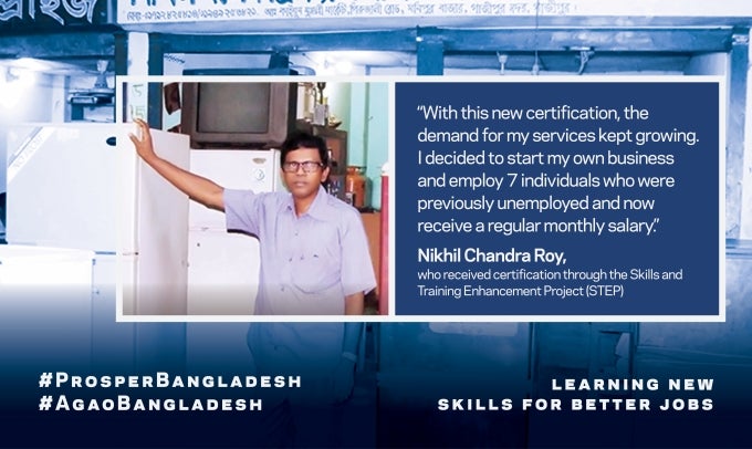Nikhil Chandra Roy, who received certification through the Skills and Training Enhancement Project (STEP),