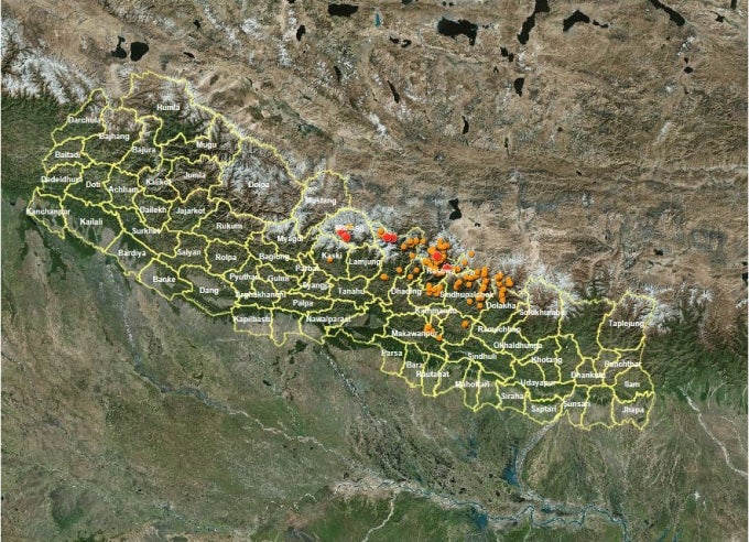 Nepal Landslide sights by NASA and United States Geographic Survey