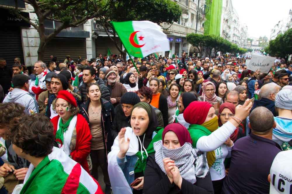Protesters in Algiers, Algeria in 2019.