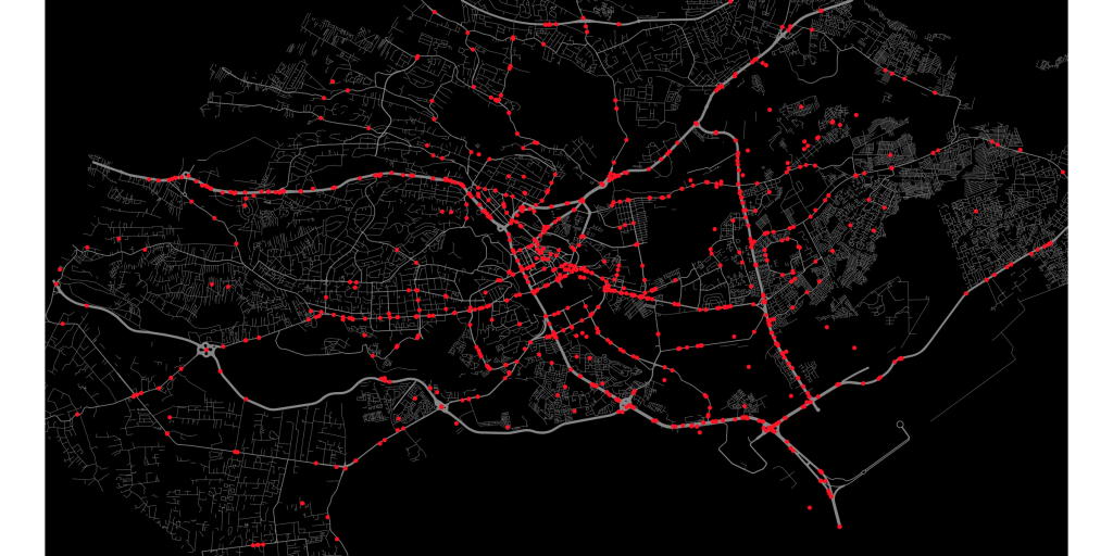 Figure 2: Map of digitized and geolocated crashes from police situation reports in Nairobi for July 2017-July 2018.