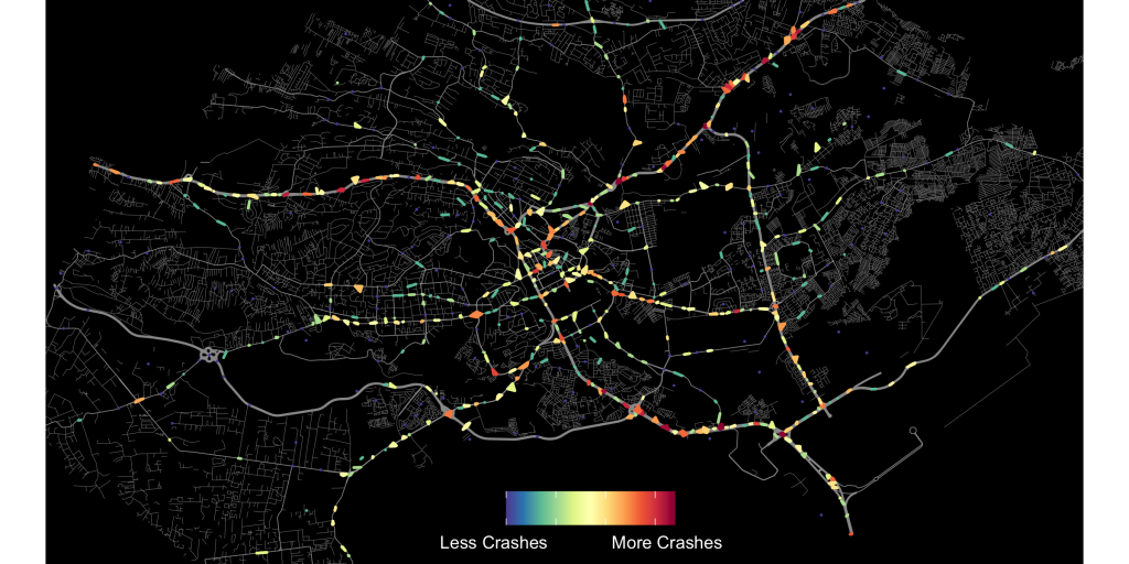 Figure 4: Road traffic crashes from both the police and crowdsourcing are clustered to identify areas with more crashes