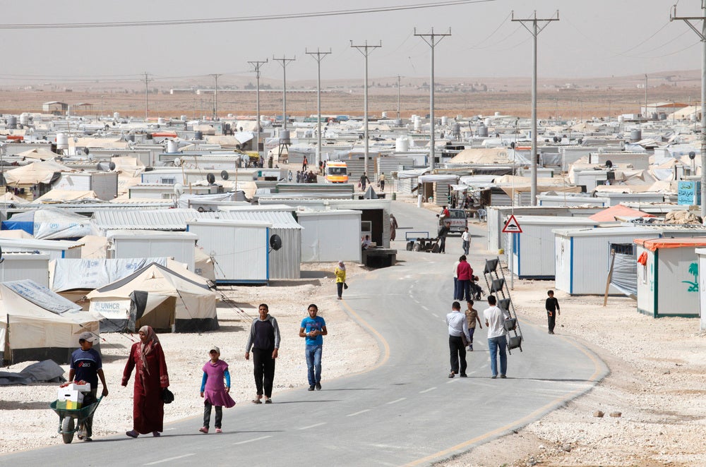 Daily life in Zaatari refugee camp in Jordan, located 10 km east of Mafraq, Jordan on June 04, 2014. Photo © Dominic Chavez/World Bank