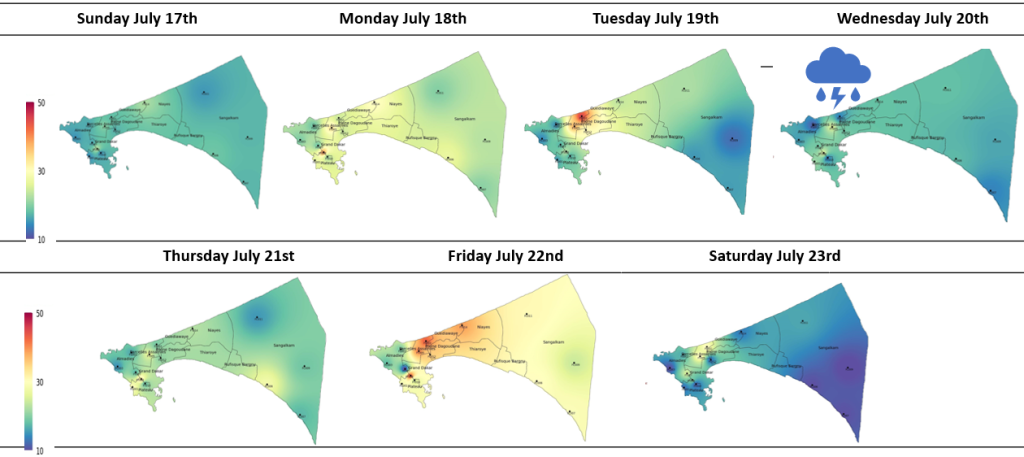 Image 2 : Variation in pollution level captured by PurpleAir