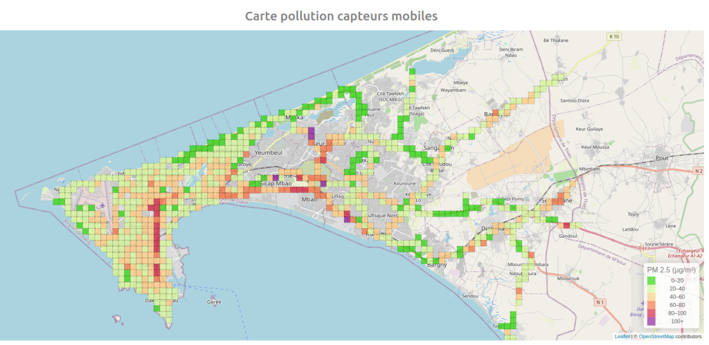 Image 3 : Levels of PM2.5 and PM10 captured by Atmotrack monitors on a vehicle.2