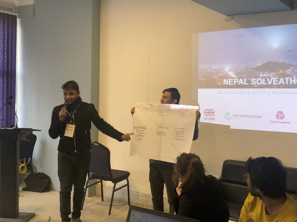 Nishant Khanal, a participant of the Nepal Solveathon, at work.