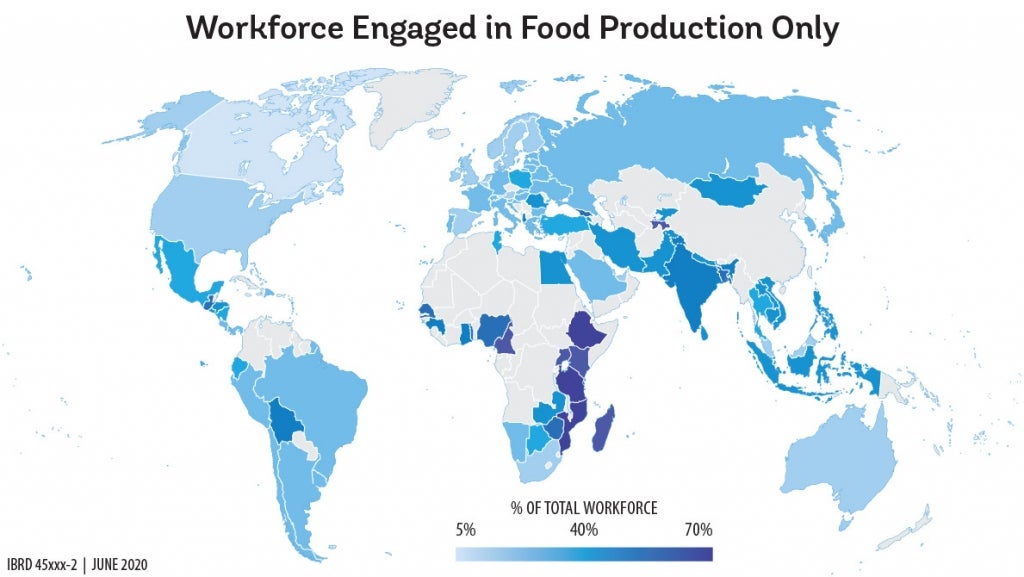 Workforce engaged in food production only map
