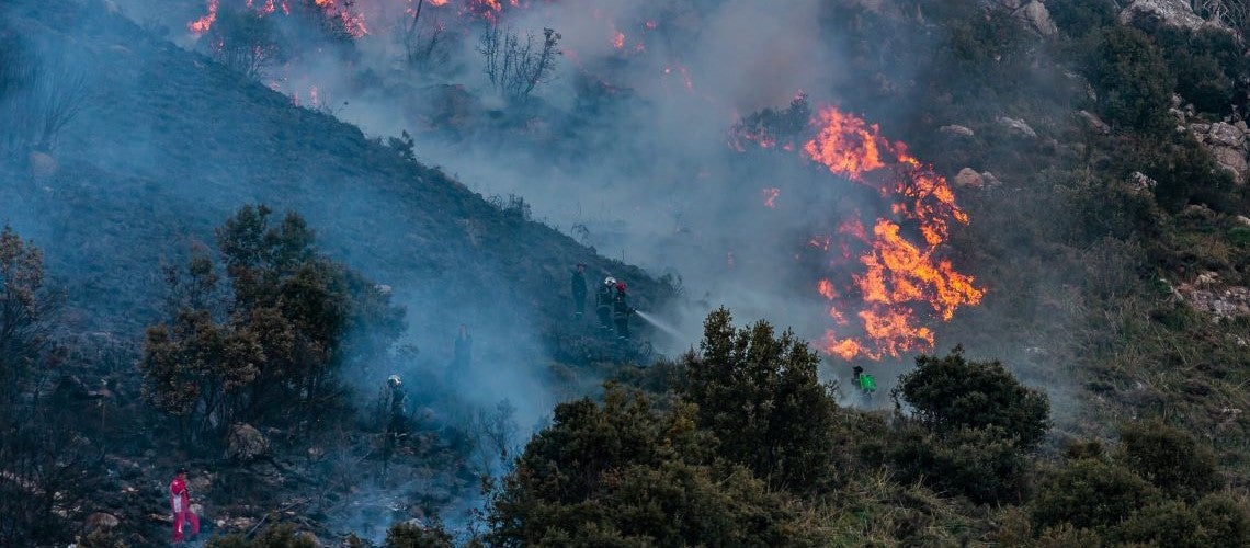A forest fire burns in Bouïra, Algeria. A forest fire burns in Bouïra, Algeria.