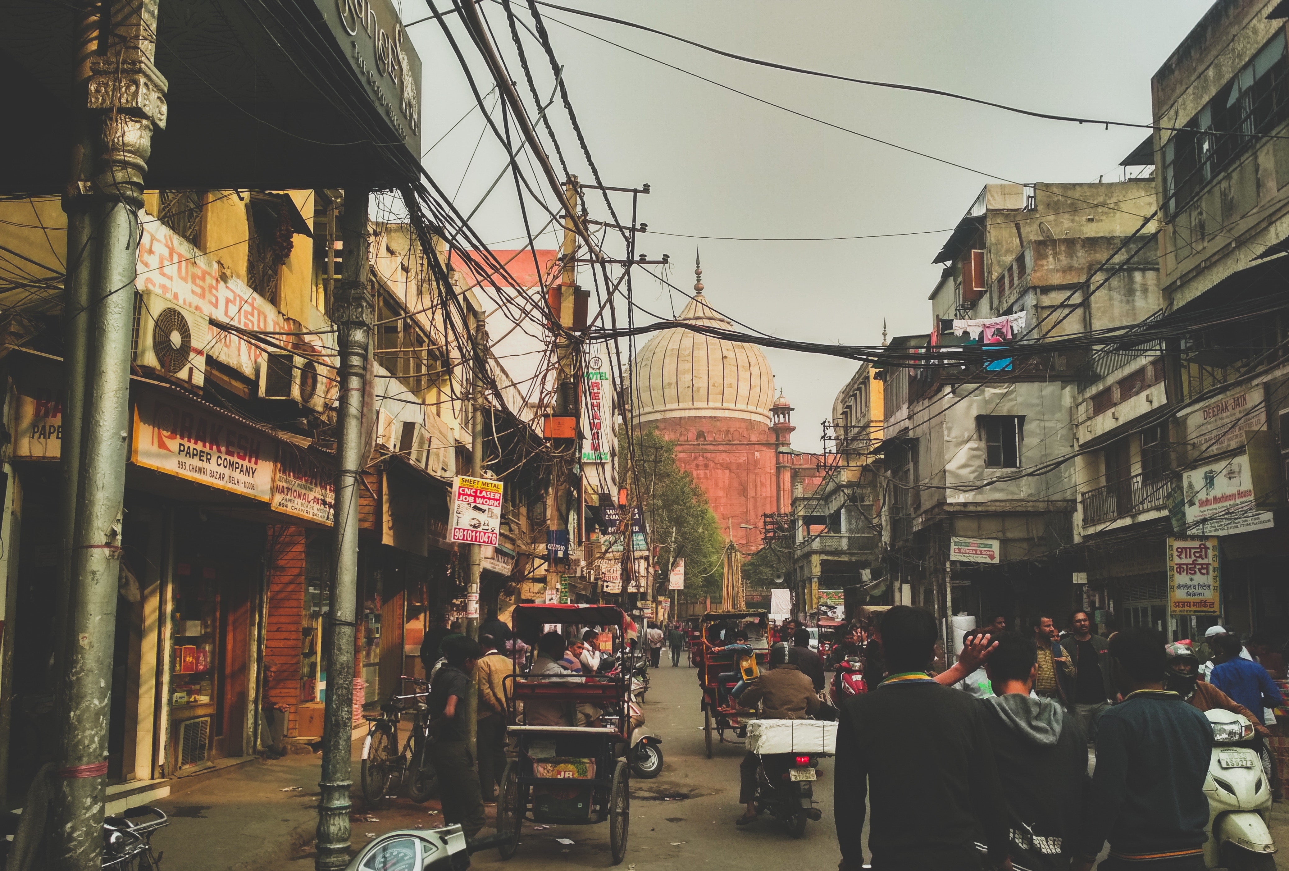 Photo of a crowded street in Chandni Chowk in New Delhi, India