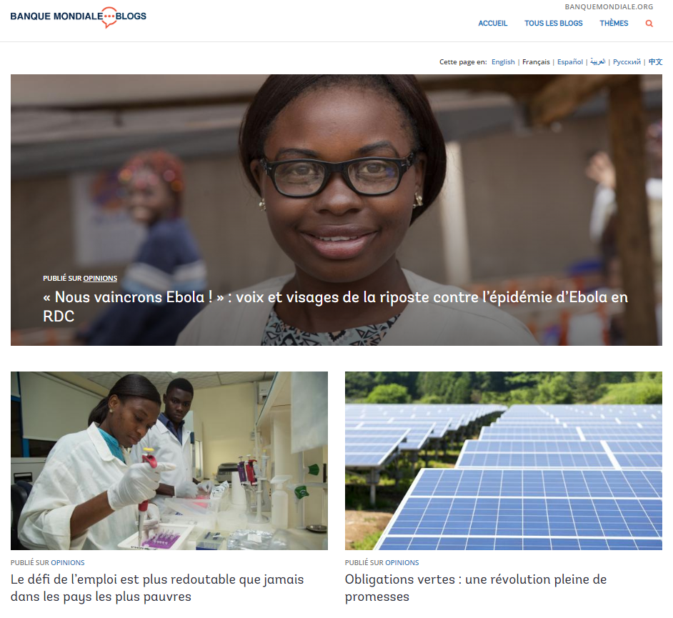 La version bêta de la plateforme de blogs du Groupe de la Banque mondiale. © Banque mondiale