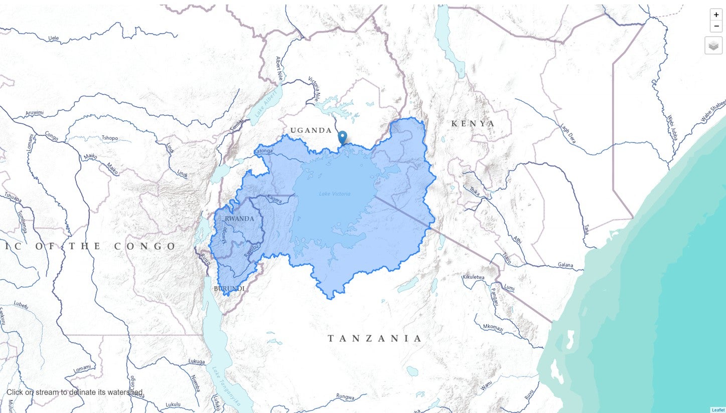 Lake Victoria basin. Image credit: World Bank Geo Watershed Generator 
