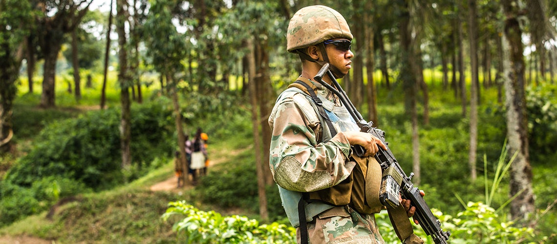 A MONUSCO soldier monitor the security situation in the north Kivu region, DRC. A MONUSCO soldier monitor the security situation in the north Kivu region, DRC.