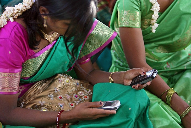 A woman with a mobile phone