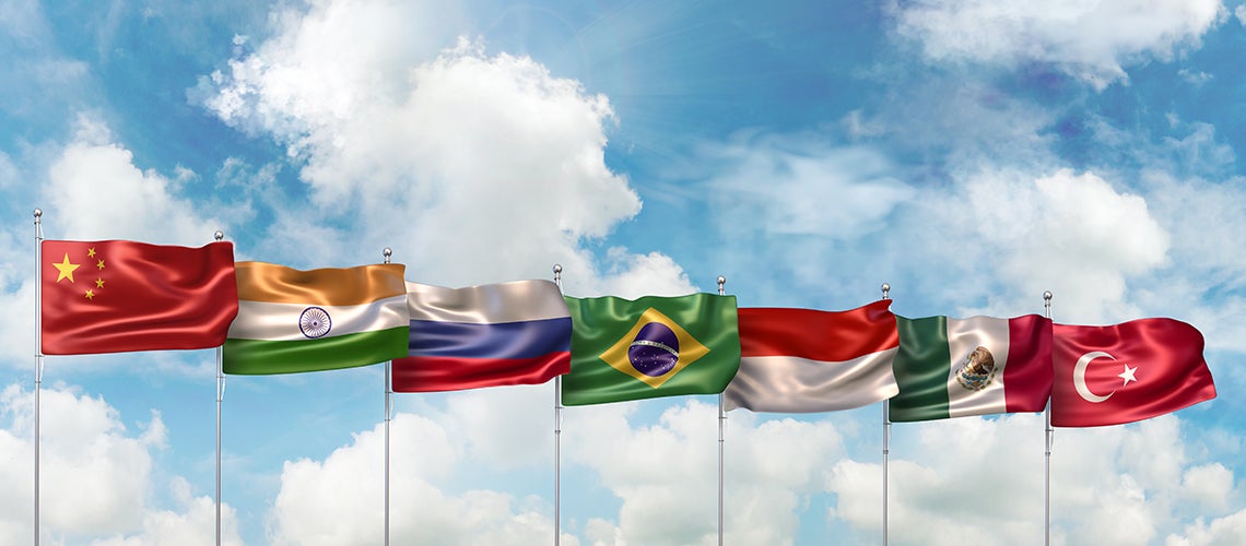 Flags of emerging markets | © shutterstock.com Flags of emerging markets | © shutterstock.com