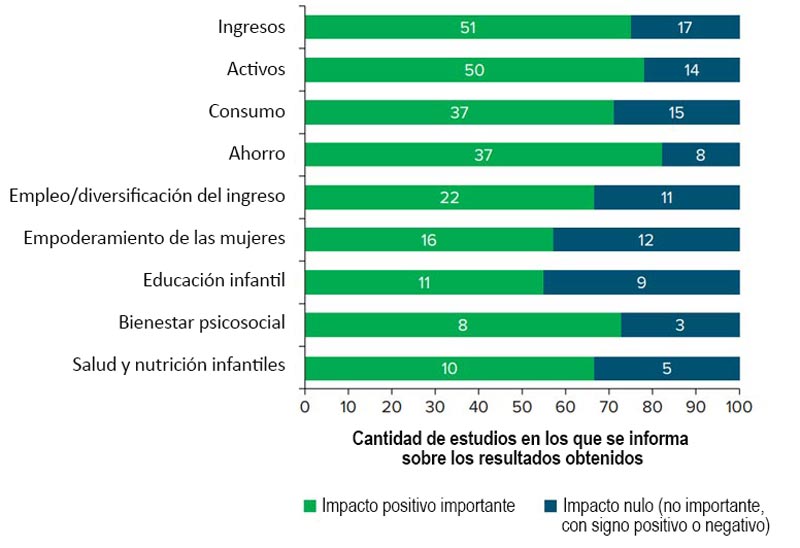 Resumen de los impactos generales de los programas de inclusión económica.  