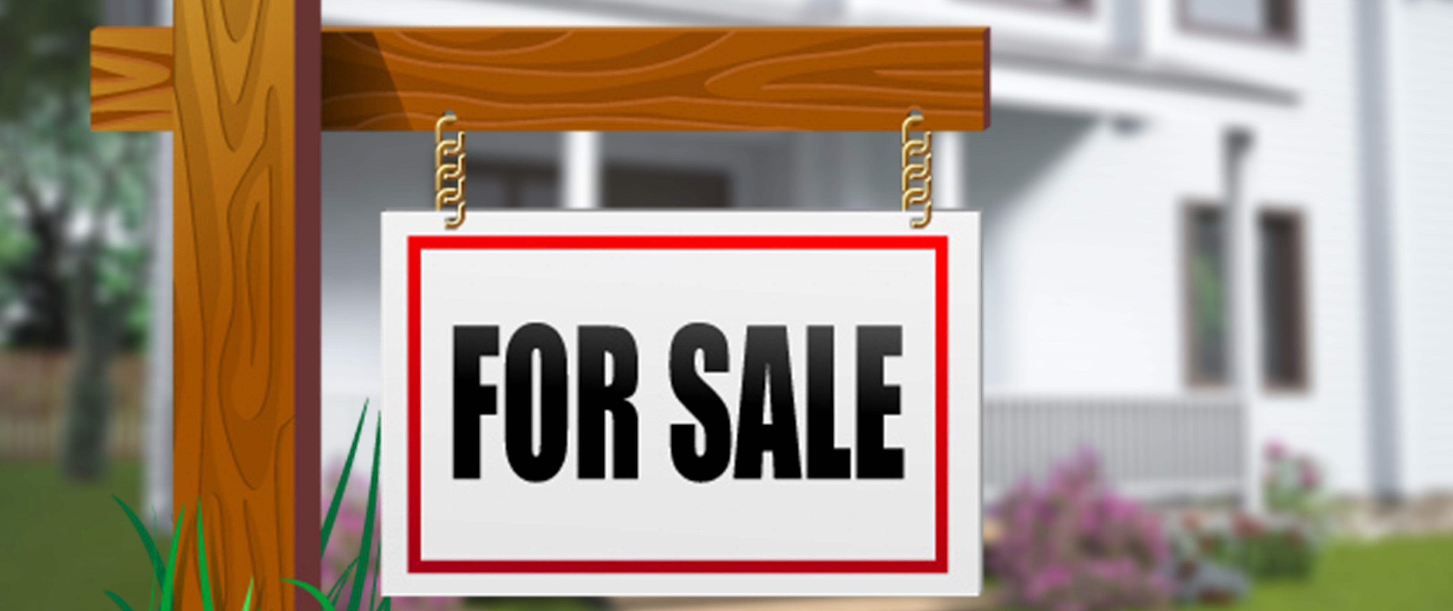 Illustration of a "For Sale" sign in front of a house | ©shutterstock.com