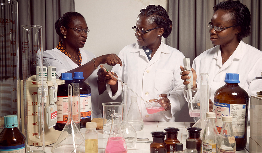 Professor Amivi Kafui Tete-Benissan (left) teaches cell biology and biochemistry at the University of Lomé, in the capital of Togo Professor Amivi Kafui Tete-Benissan (left) teaches cell biology and biochemistry at the University of Lomé, in the capital of Togo