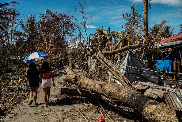 A general view of disaster area aftermath of Typhoon Rai in Leyte, Philippines on December 20, 2021 A general view of disaster area aftermath of Typhoon Rai in Leyte, Philippines on December 20, 2021