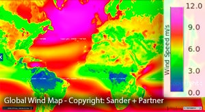 Global Wind Map - Screenshot from Global Atlas of Renewable Energy Potential