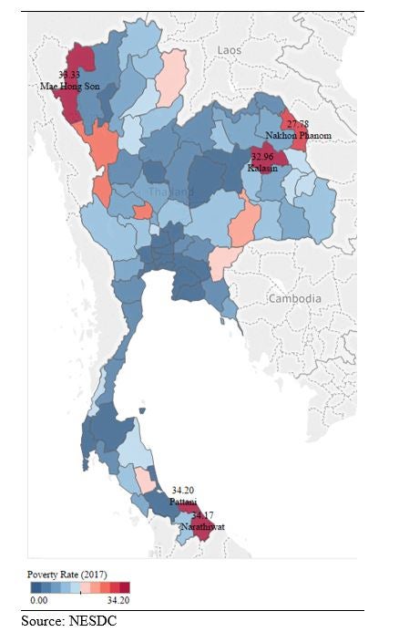 The two poorest provinces in Thailand are in conflict-affected areas in the Southern region.