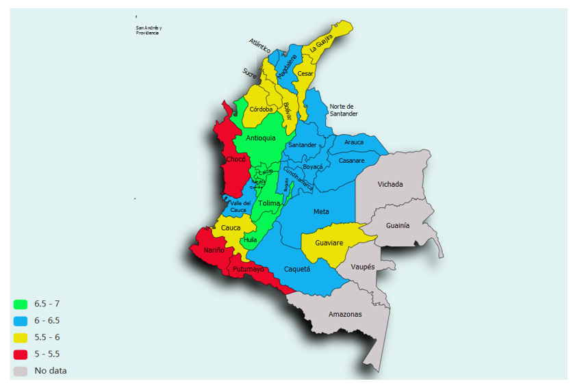 Figure 1: Happiness levels in Colombia across regions