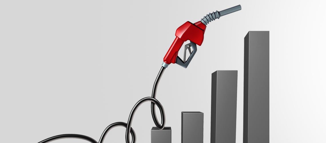 Illustration of gas pump and rising gas prices