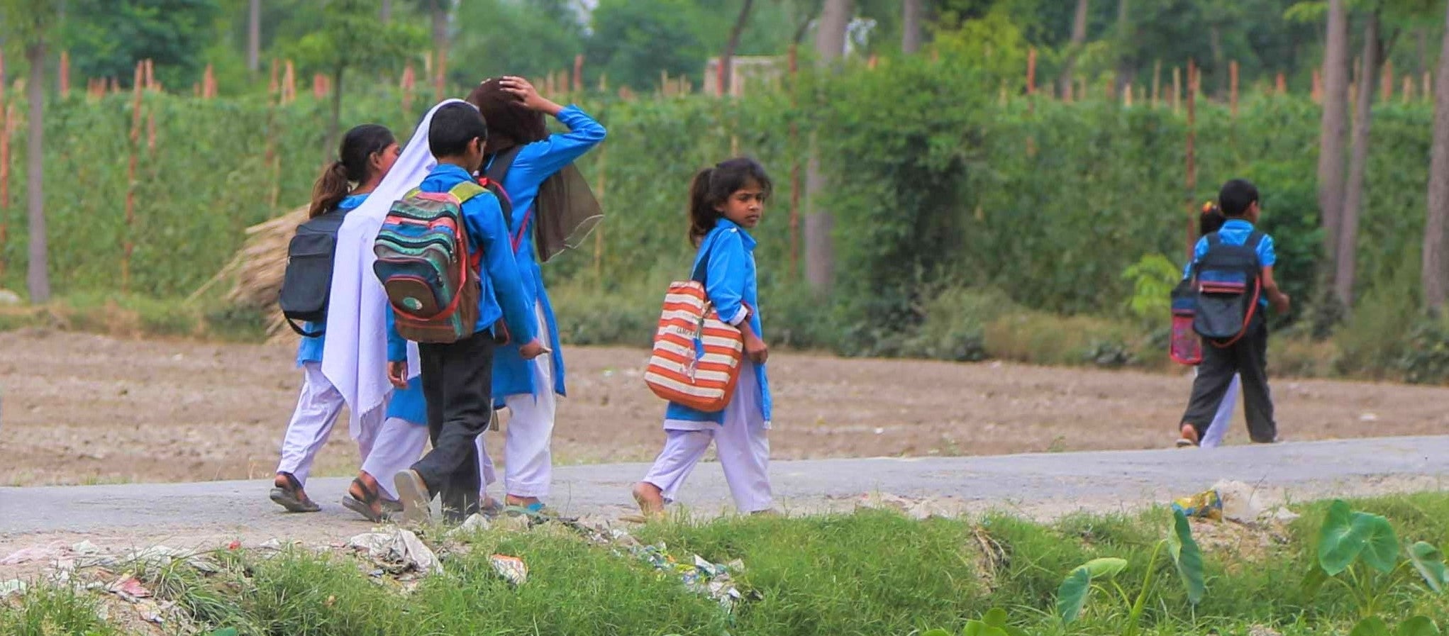 Children walking to school in Punjab, Pakistan