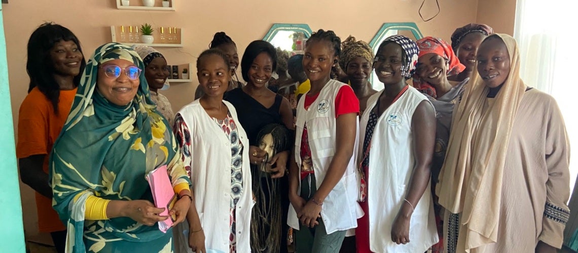 Halimé Abdoulaye surrounded by her trainees at Lys Spa. Halimé Abdoulaye surrounded by her trainees at Lys Spa.
