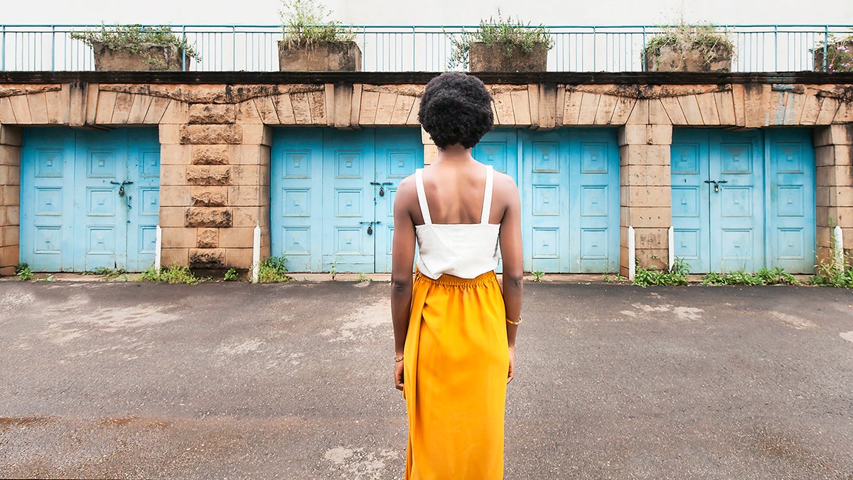 Looking at doors at Makerere Looking at doors at Makerere