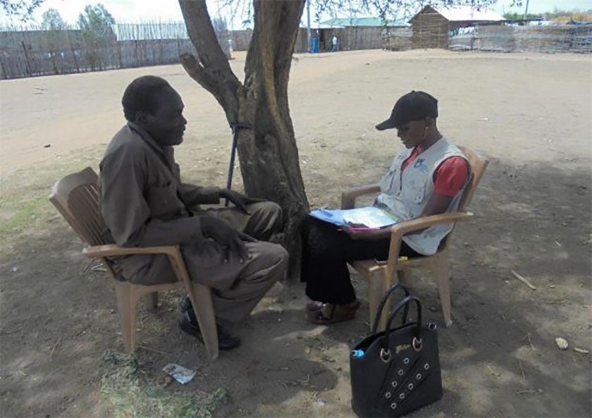 A member from the Organizations of Persons with Disabilities (OPDs) participates in the identification and assessment of persons with disabilities in Juba, South Sudan. Photo: Humanity & Inclusion