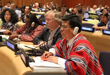 Luis Felipe Duchicela speaks at the UN Permanent Forum on Indigenous Peoples. UN Photo