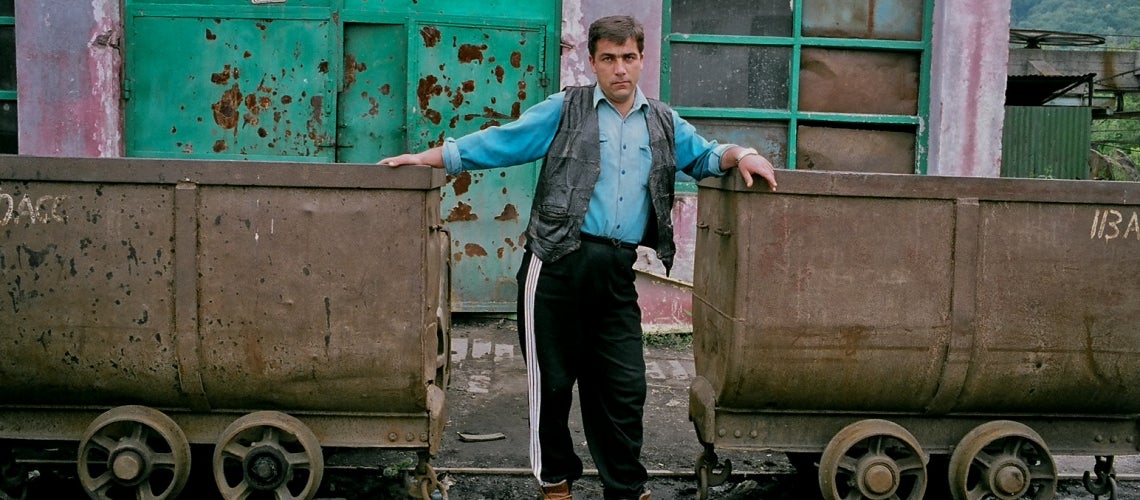 An ex-miner at an abandoned coal mine in Romania An ex-miner at an abandoned coal mine in Romania