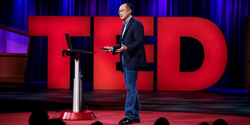 Jim Yong Kim speaks at TED2017. © Marla Aufmuth/TED