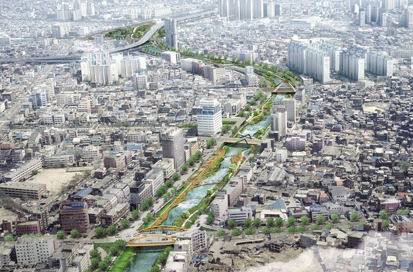 Back to a Future Seoul: Restored Cheonggyecheon Stream runs across the city. (Photo: Seoul Metropolitan Government)