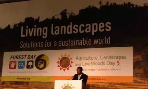 Mduduzi Duncan Dlamini, Minister of Tourism and Environmental Affairs, Kingdom of Swaziland, providing the closing keynote for Agriculture, Landscapes and Livelihoods Day