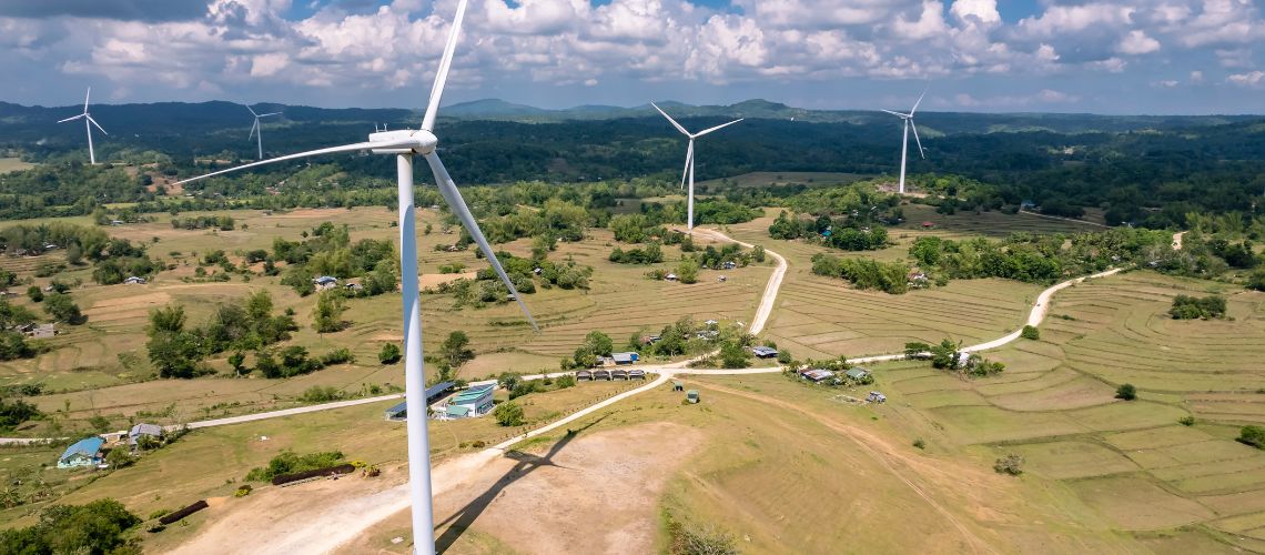 View of San Lorenzo Wind Farm in the island province of Guimaras, Philippines. 