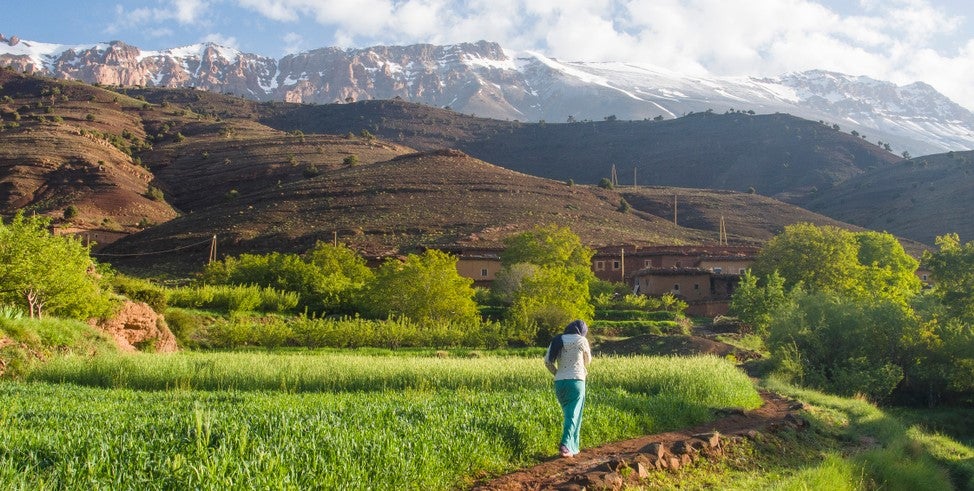 Woman walking on rural path in Morocco. (Shutterstock.com/Tom Camp) Woman walking on rural path in Morocco. (Shutterstock.com/Tom Camp)
