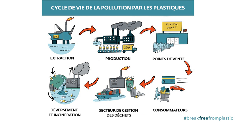 CYCLE DE VIE DE LA POLLUTION PAR LES PLASTIQUES