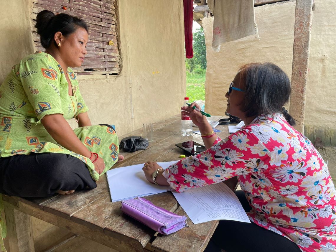 An enumerator conducts Living Standards Survey in Nepal