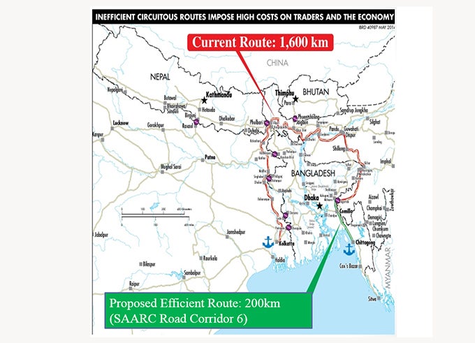 India - Bangladesh 200-km shorter trade route