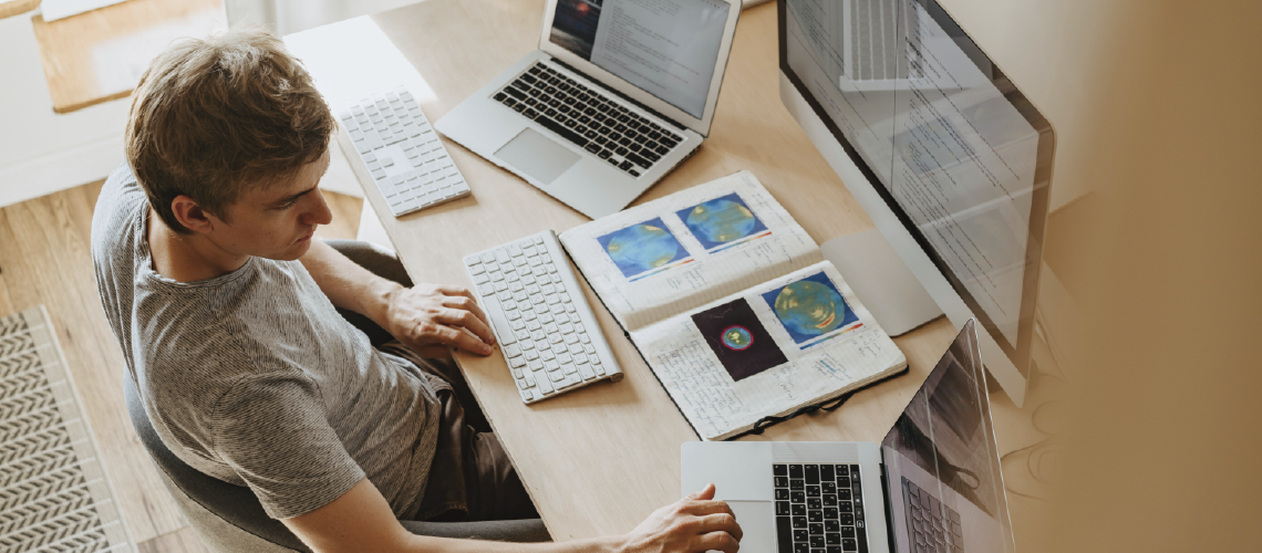 young professional man working remotely young professional man working remotely