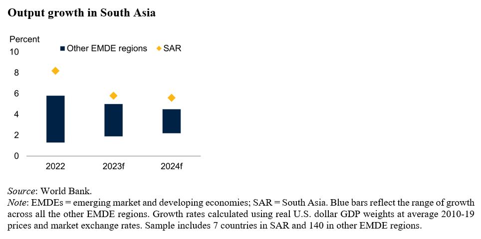Chart on output growth in South Asia 