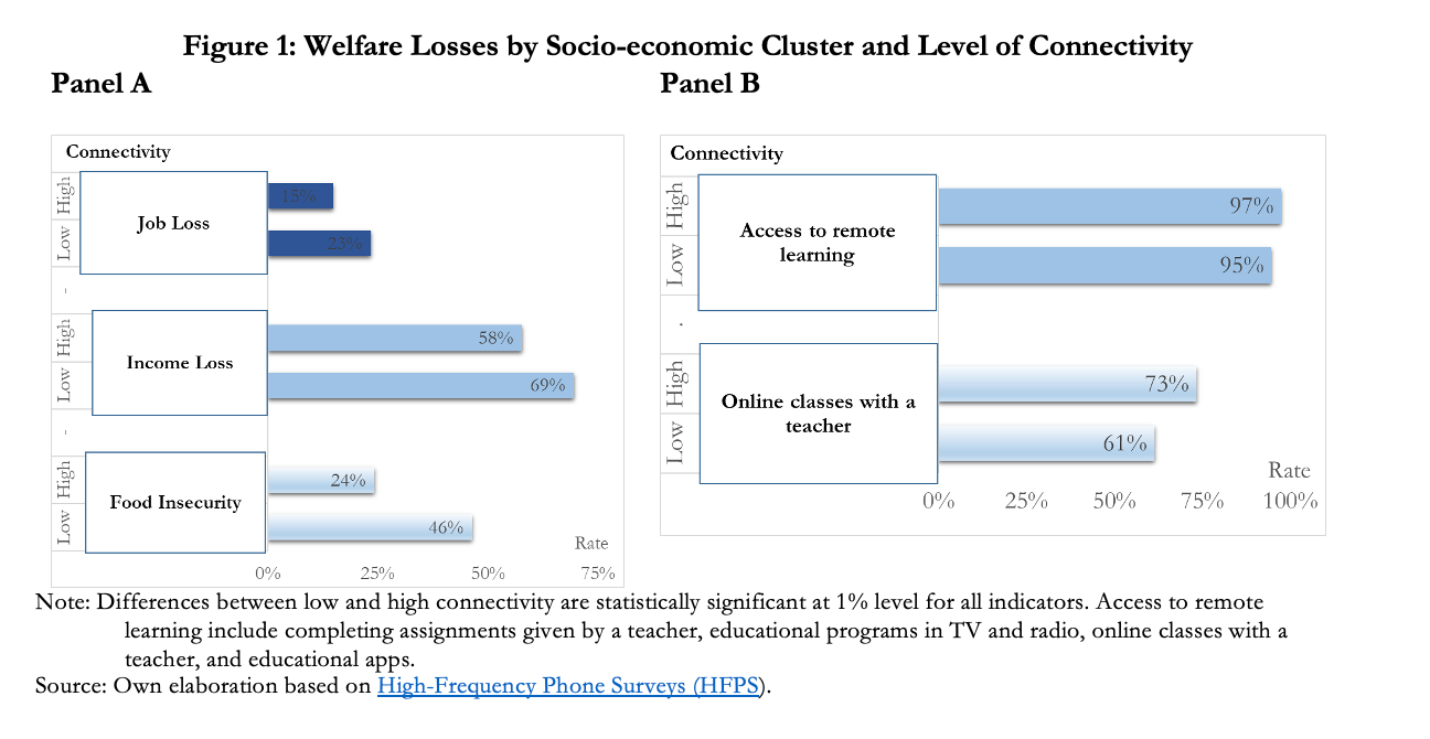 Figure 1: Welfare Losses by Socio-economic Cluster and Level of Connectivity