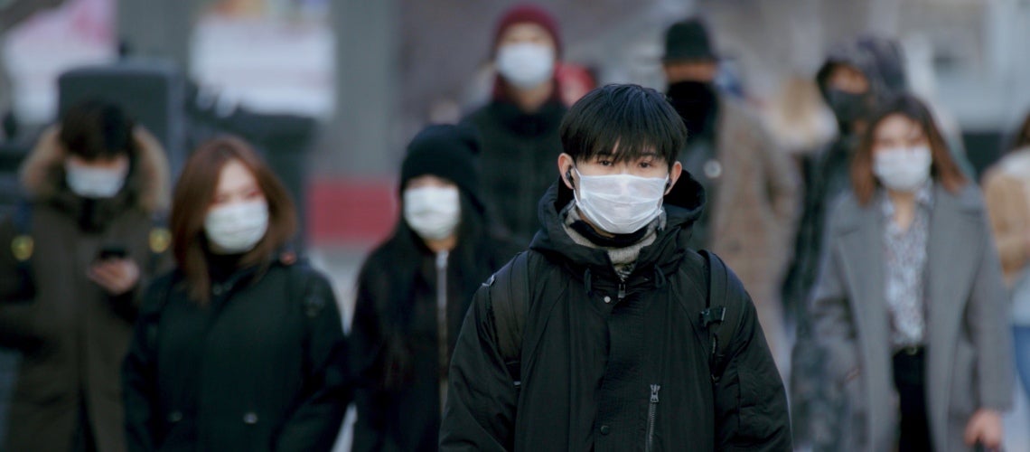 Covid people with masks in South Korea