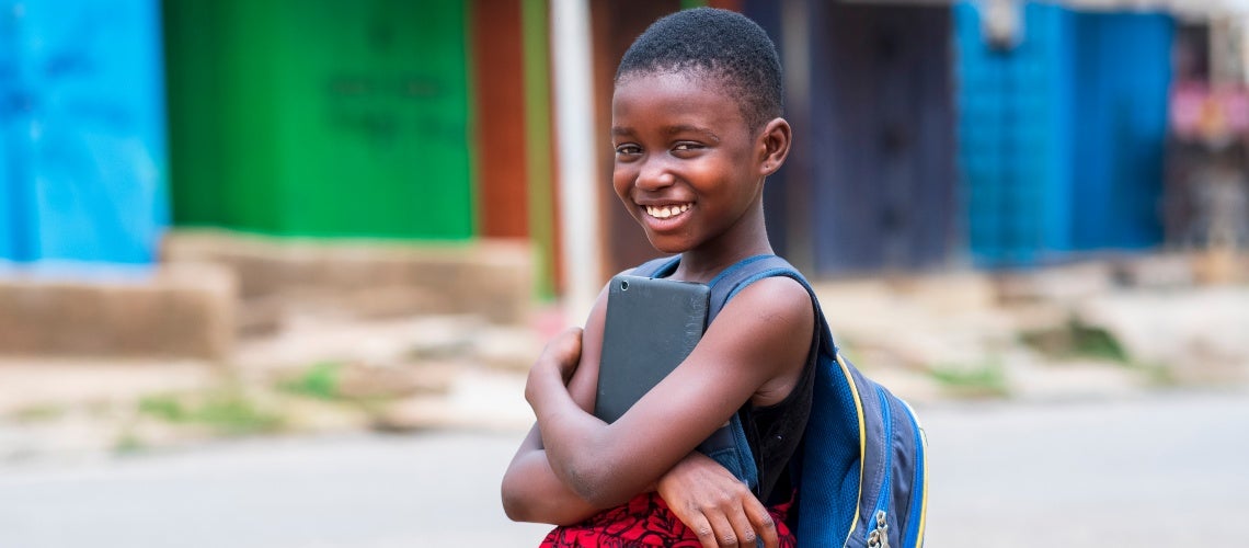 little girl going to school