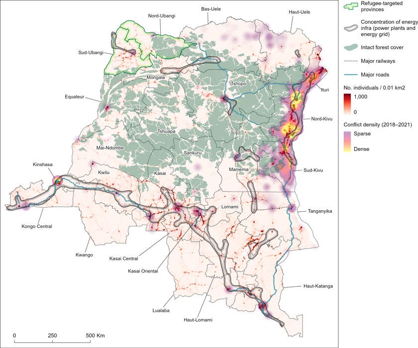 DRC population, infrastructure, conflict, and forest mapping (World Bank, 2022)
