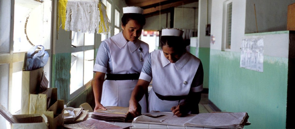 Nurses in Sri Lanka attend to their work. Nurses in Sri Lanka attend to their work.