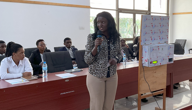 Ananilea Lema, a recent graduate from Arusha Technical College, explains a prototype of her innovation?an emergency sanitary pad dispenser. She is looking for partners who can invest and scale it up. Photo: World Bank Ananilea Lema, a recent graduate from Arusha Technical College, explains a prototype of her innovation?an emergency sanitary pad dispenser. She is looking for partners who can invest and scale it up. Photo: World Bank