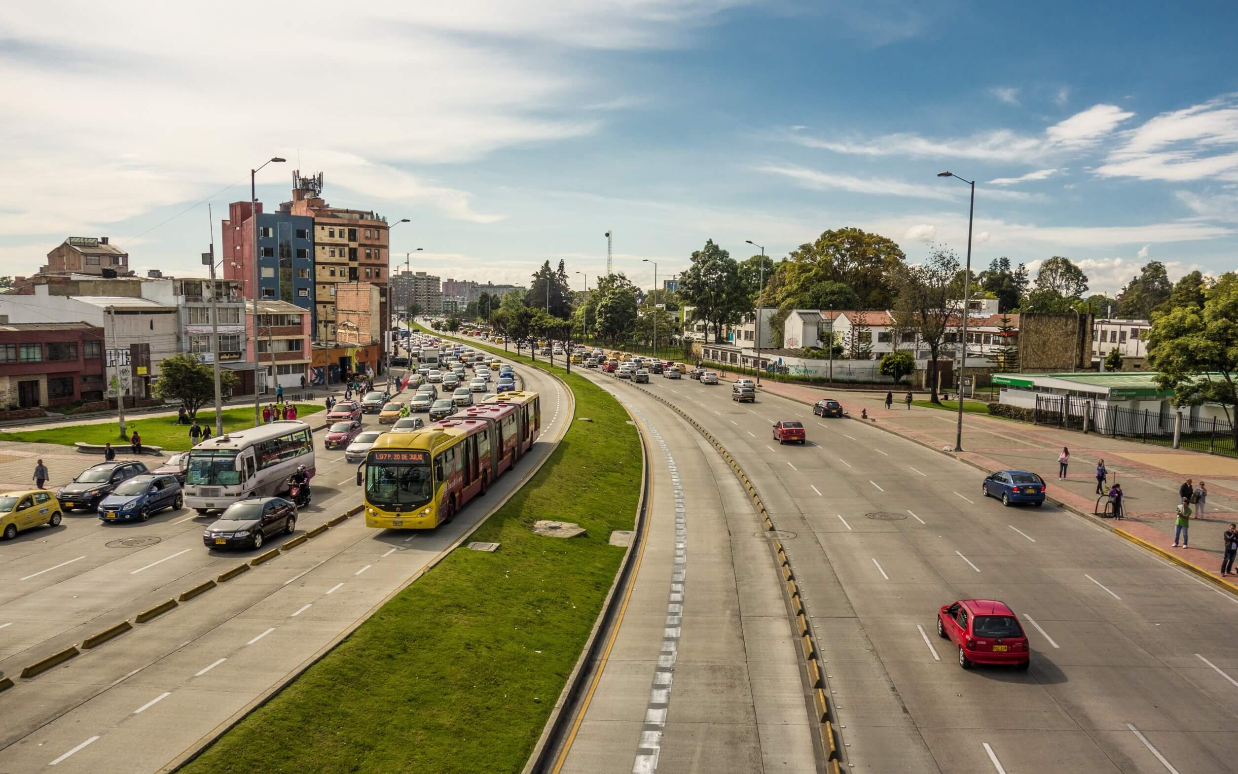 A traffic jam in Bogota Columbia