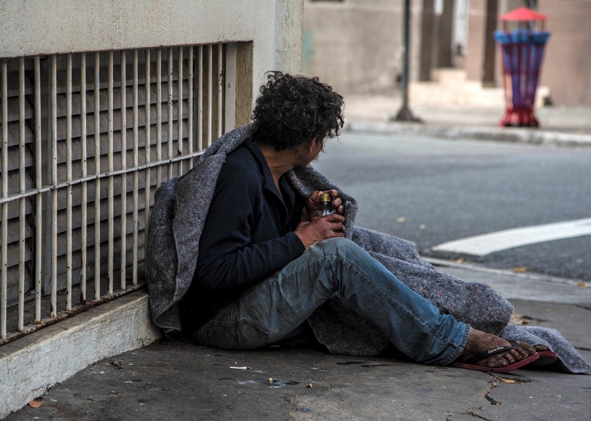 Photo of a homeless man.